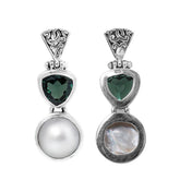 SP-5309-CO1 Sterling Silver Pendant With Green Quartz, Pearl Jewelry Bali Designs Inc